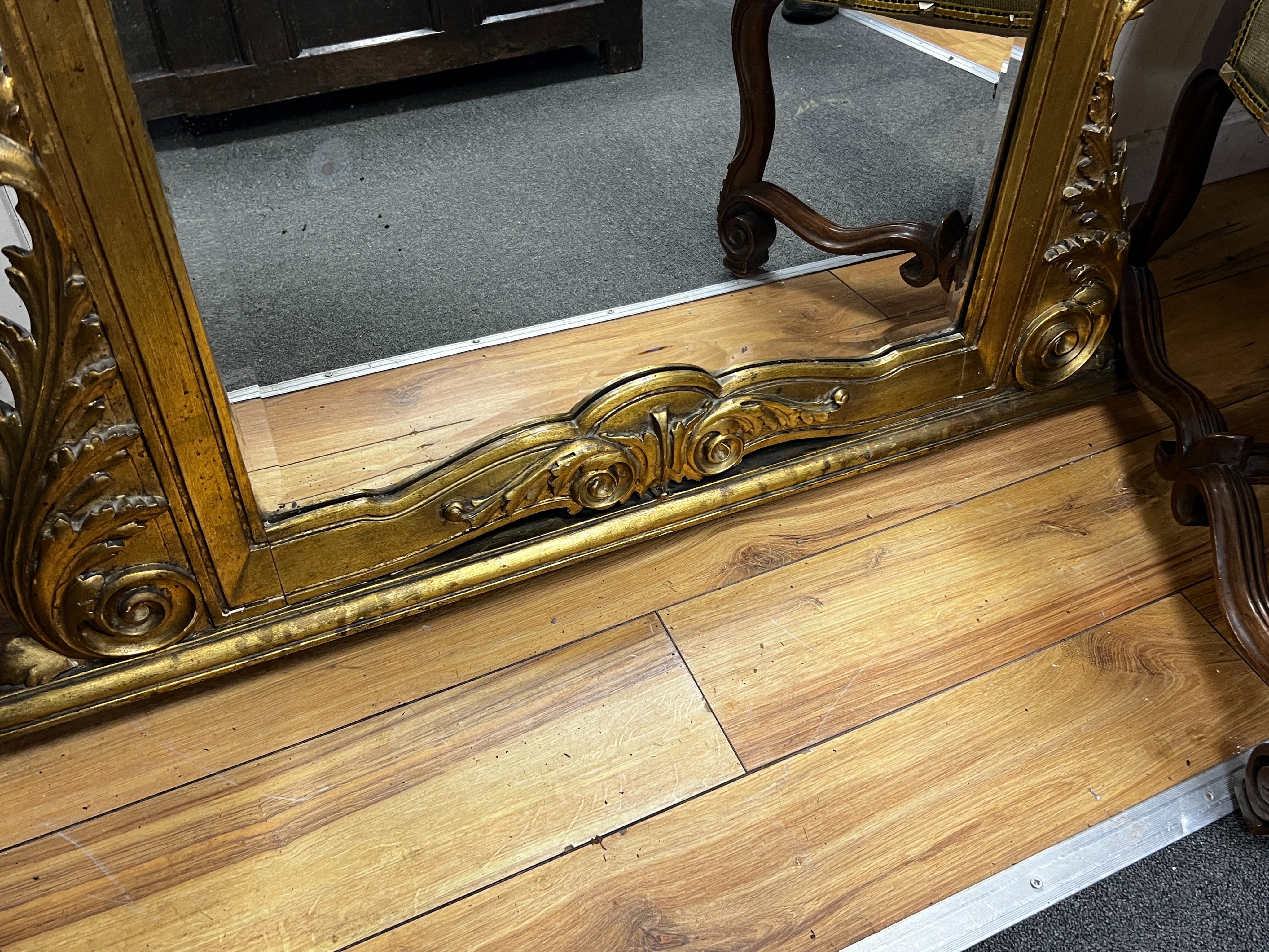 A Victorian carved giltwood and composition pier glass, width 106cm, height 167cm